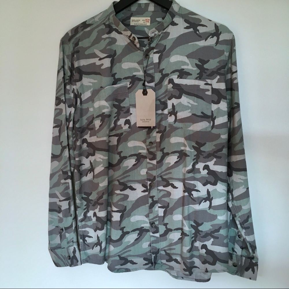 Zara Boys Collection Camo Shirt Size 13-14 NEW